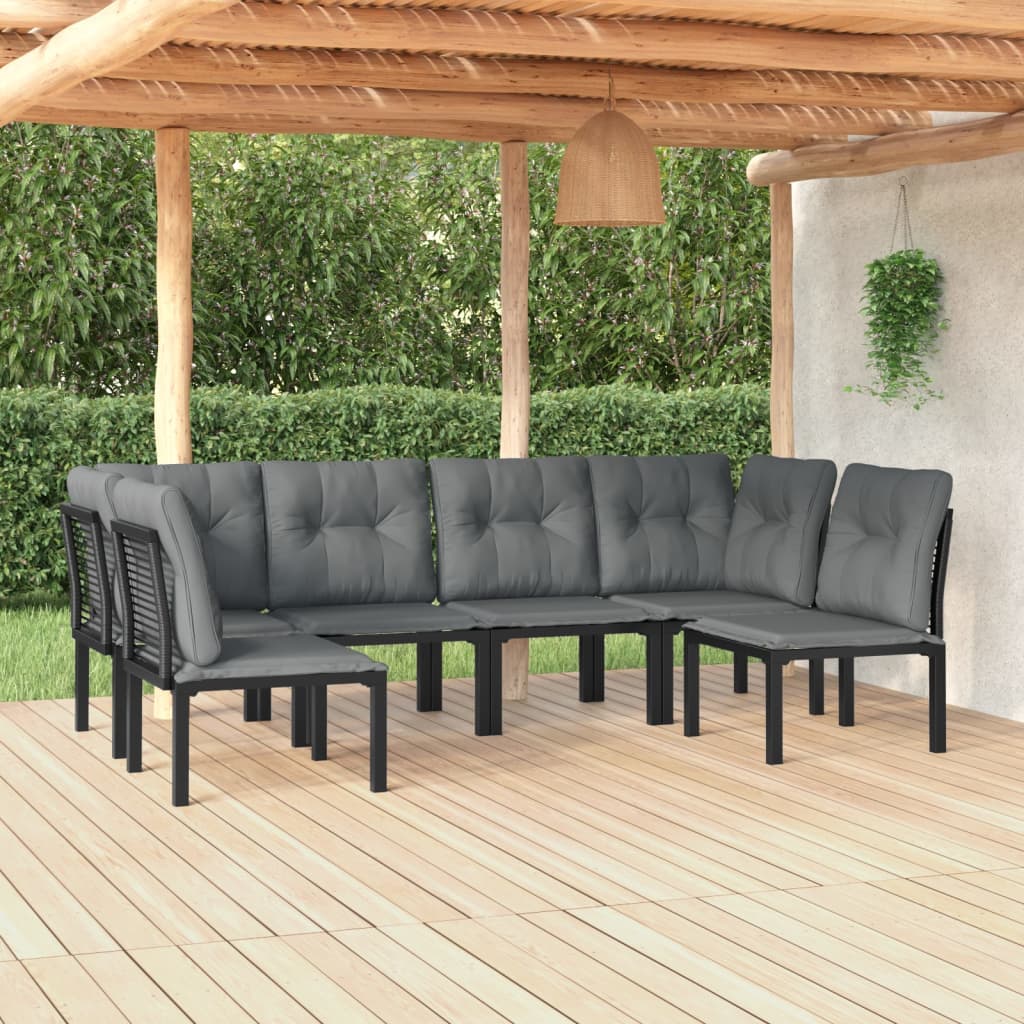 Set Salotto da Giardino 6 pz in Polyrattan Nero e Grigio - homemem39