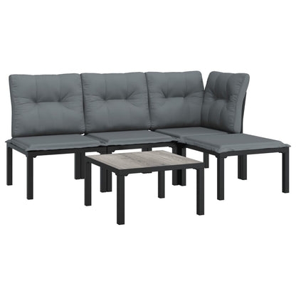 Set Salotto da Giardino 5 pz Nero e Grigio in Polyrattan - homemem39