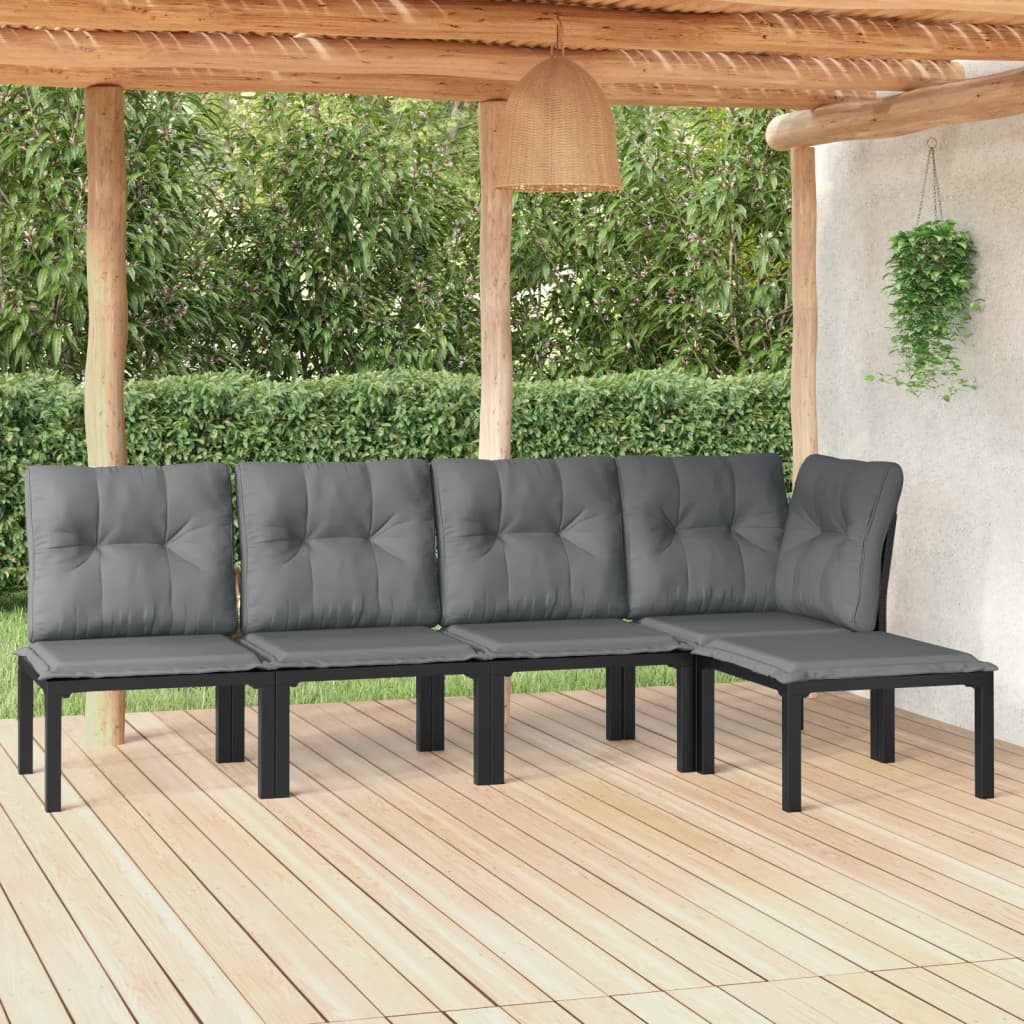 Set Salotto da Giardino 5 pz Nero e Grigio in Polyrattan - homemem39