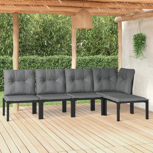 Set Salotto da Giardino 5 pz Nero e Grigio in Polyrattan - homemem39