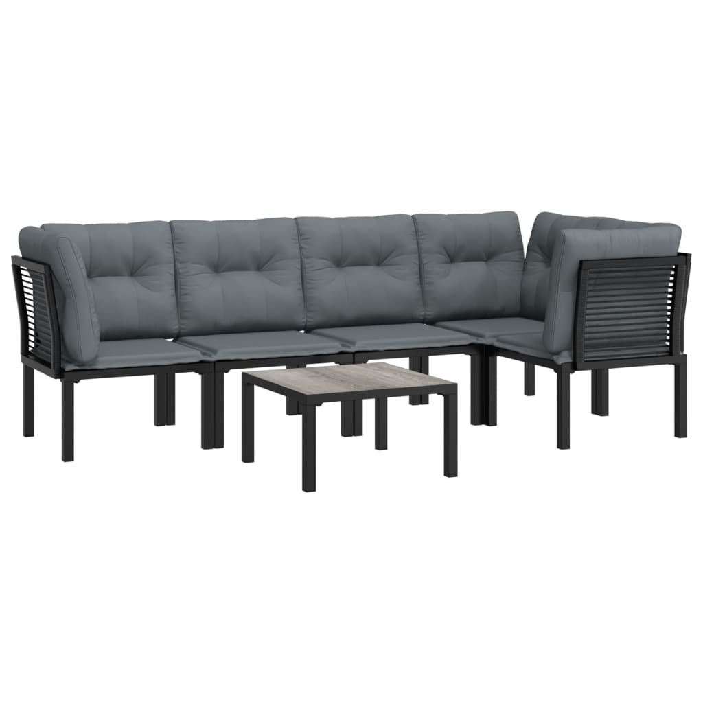 Set Salotto da Giardino 6 pz in Polyrattan Nero e Grigio - homemem39