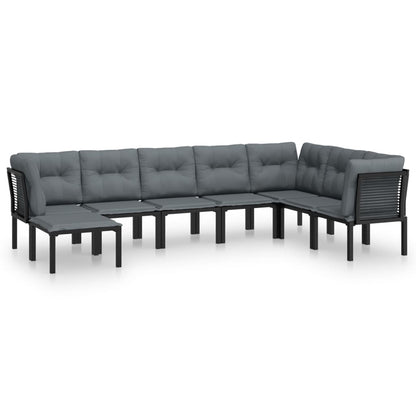 Set Salotto da Giardino 8 pz Nero e Grigio in Polyrattan - homemem39
