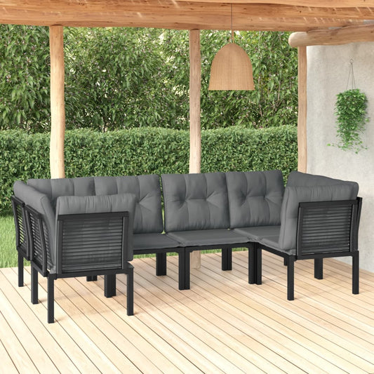 Set Salotto da Giardino 6 pz in Polyrattan Nero e Grigio - homemem39