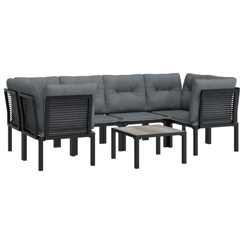 Set Salotto da Giardino 7 pz Nero e Grigio in Polyrattan - homemem39