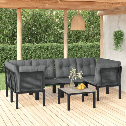 Set Salotto da Giardino 7 pz Nero e Grigio in Polyrattan - homemem39