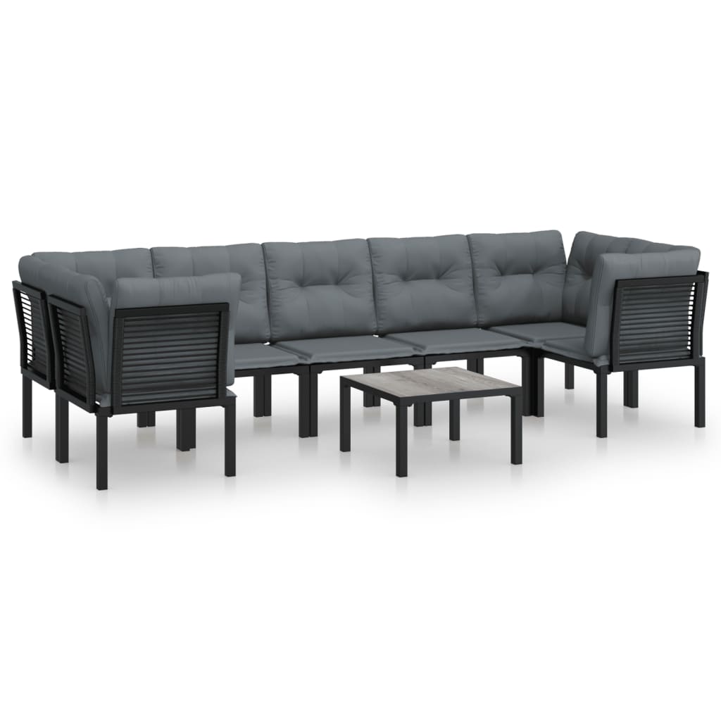 Set Salotto da Giardino 8 pz Nero e Grigio in Polyrattan - homemem39