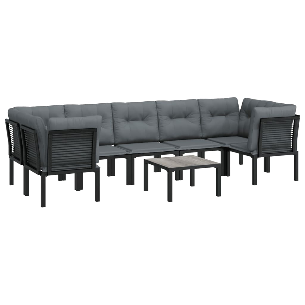Set Salotto da Giardino 8 pz Nero e Grigio in Polyrattan - homemem39