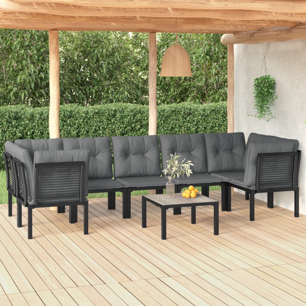 Set Salotto da Giardino 8 pz Nero e Grigio in Polyrattan - homemem39