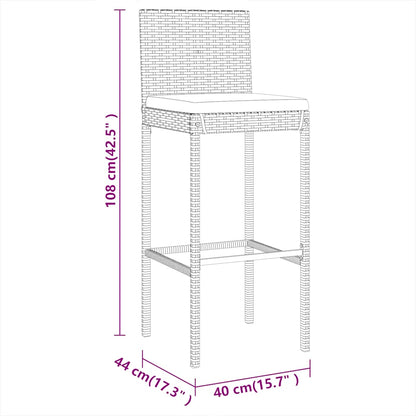 Set Bar da Giardino 7 pz con Cuscini in Polyrattan Grigio - homemem39