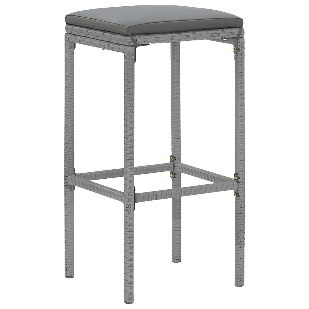 Set Bar da Giardino 7 pz con Cuscini in Polyrattan Grigio | homemem39