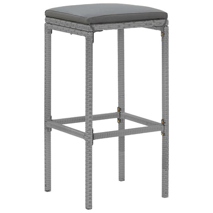 Set Bar da Giardino 7 pz con Cuscini in Polyrattan Grigio | homemem39