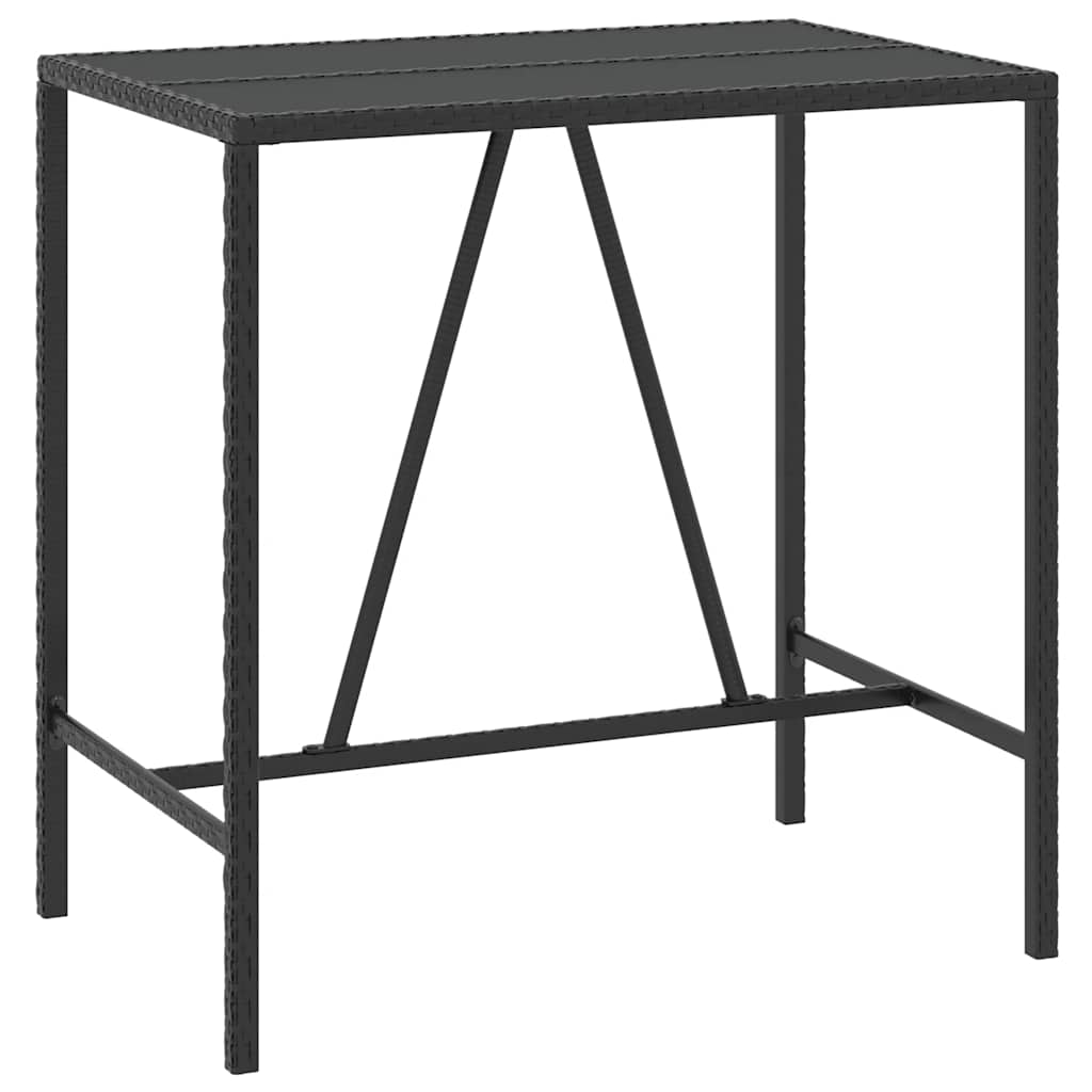 Set Bar da Giardino 7 pz con Cuscini in Polyrattan Nero | homemem39