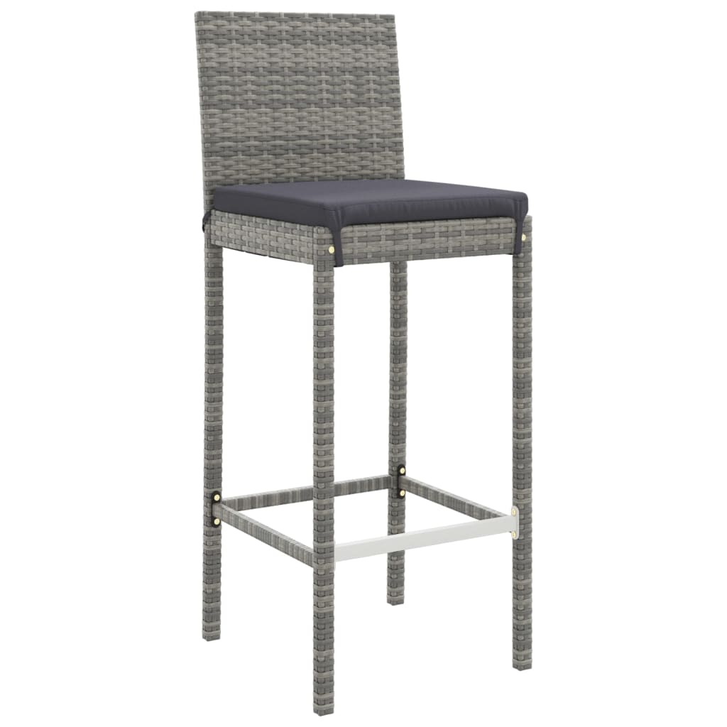 Set Bar da Giardino 11 pz con Cuscini in Polyrattan Grigio | homemem39