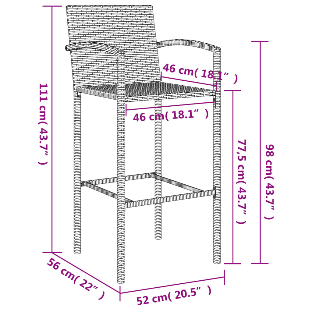 Set da Bar da Giardino 11 pz Grigio in Polyrattan | homemem39