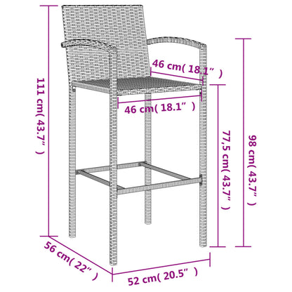 Set da Bar da Giardino 11 pz Grigio in Polyrattan | homemem39