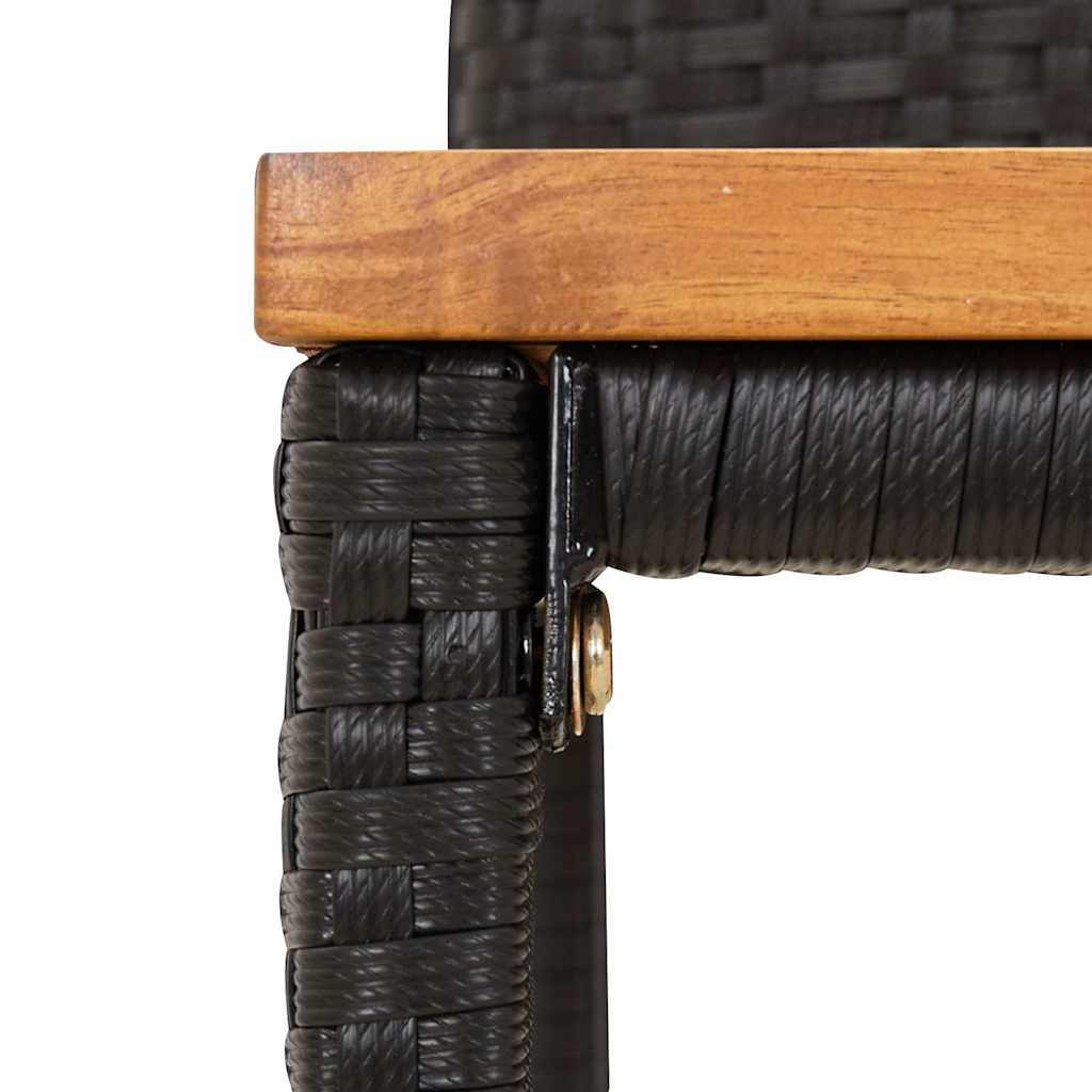 Set Bar Giardino 3 pz Nero Polyrattan e Legno Massello Acacia | homemem39
