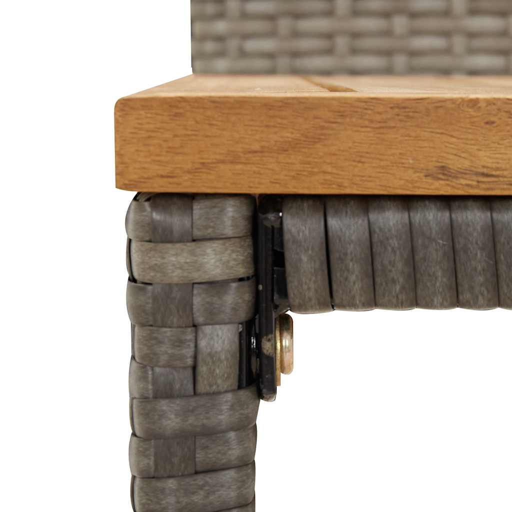 Set Bar Giardino 5pz Grigio Polyrattan e Legno Massello Acacia | homemem39
