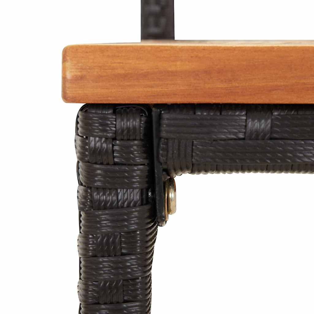 Set Bar Giardino 3 pz Nero Polyrattan e Legno Massello Acacia | homemem39