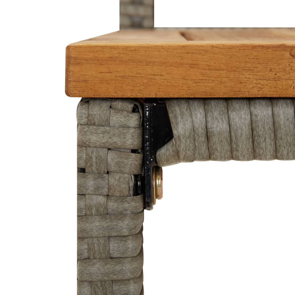Set Bar Giardino 7pz Grigio Polyrattan e Legno Massello Acacia | homemem39