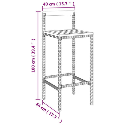 Set Bar Giardino 3 pz Nero Polyrattan e Legno Massello Acacia | homemem39