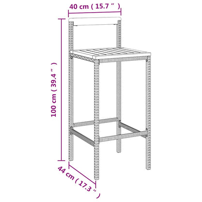 Set Bar Giardino 5 pz Nero Polyrattan e Legno Massello Acacia | homemem39