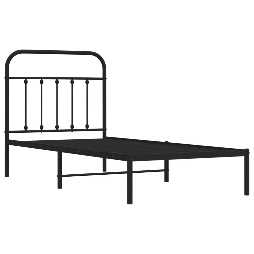 Giroletto con Testiera in Metallo Nero 80x200 cm | homemem39