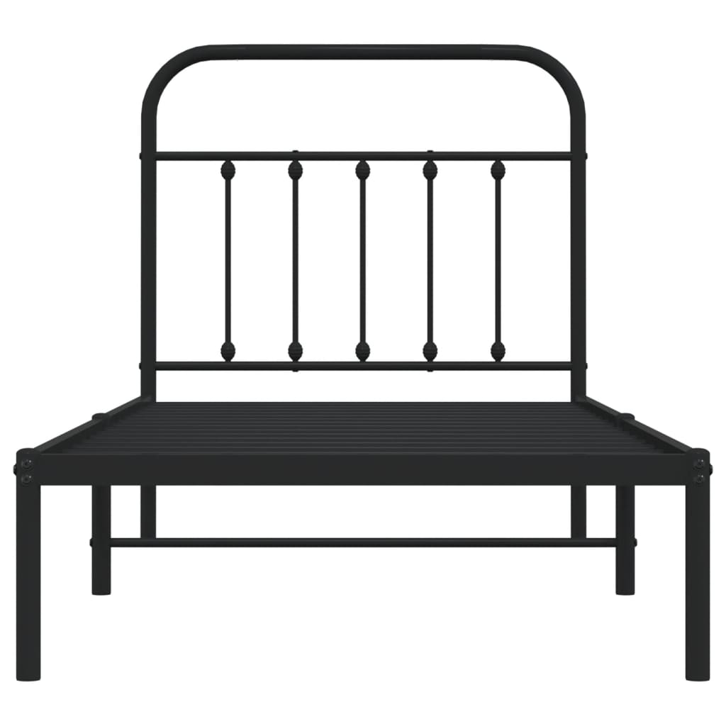 Giroletto con Testiera in Metallo Nero 80x200 cm | homemem39