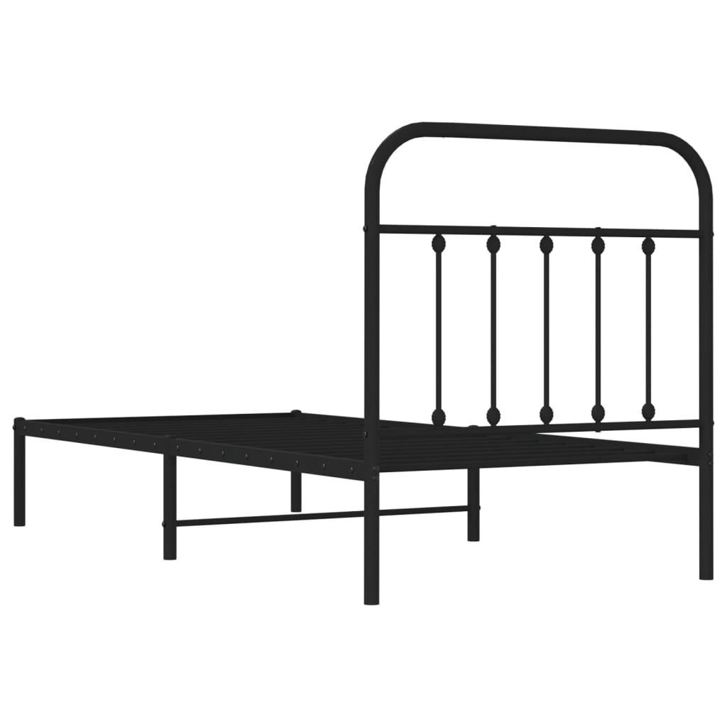Giroletto con Testiera in Metallo Nero 80x200 cm | homemem39