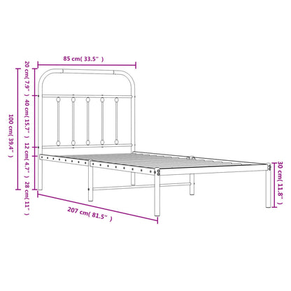 Giroletto con Testiera in Metallo Nero 80x200 cm | homemem39