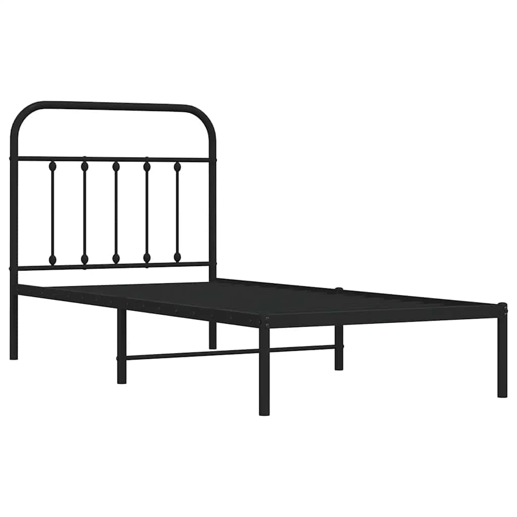 Giroletto con Testiera in Metallo Nero 90x200 cm | homemem39