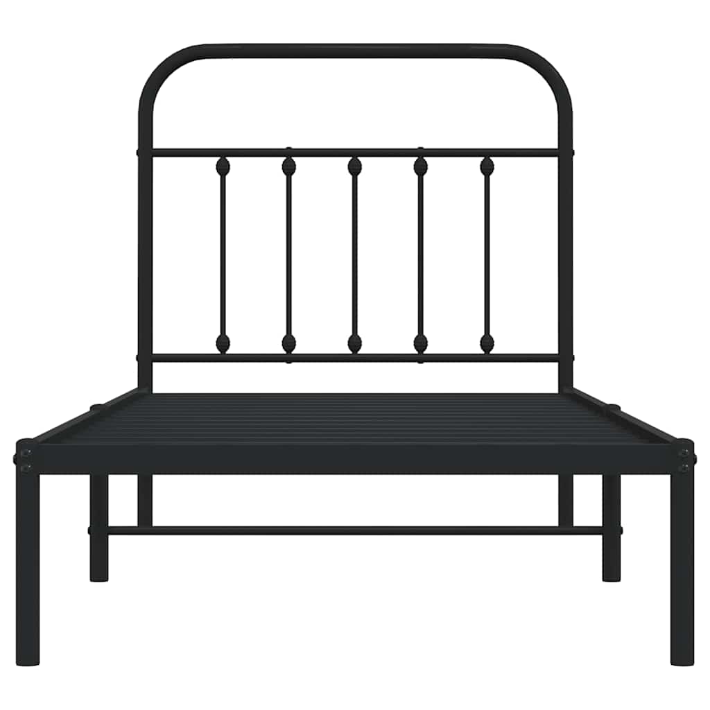 Giroletto con Testiera in Metallo Nero 90x200 cm | homemem39