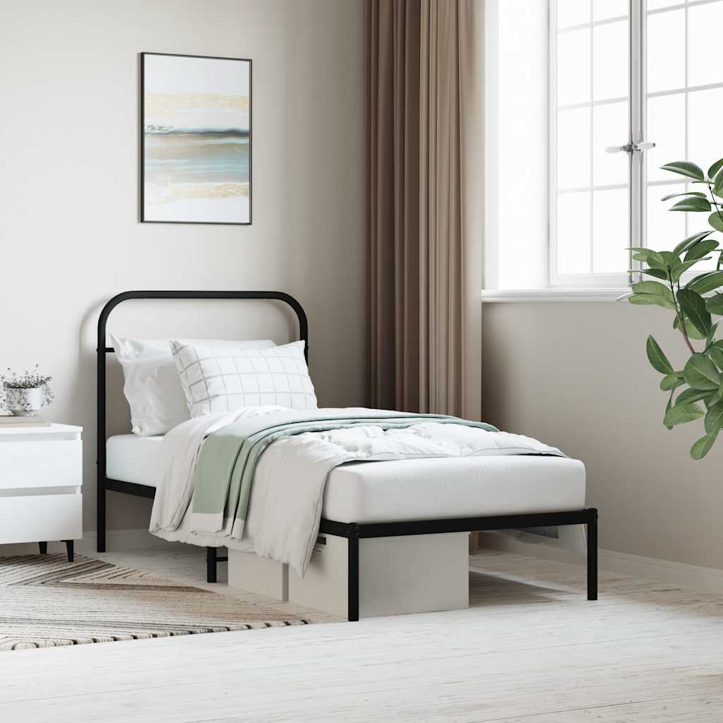 Giroletto con Testiera in Metallo Nero 90x200 cm | homemem39