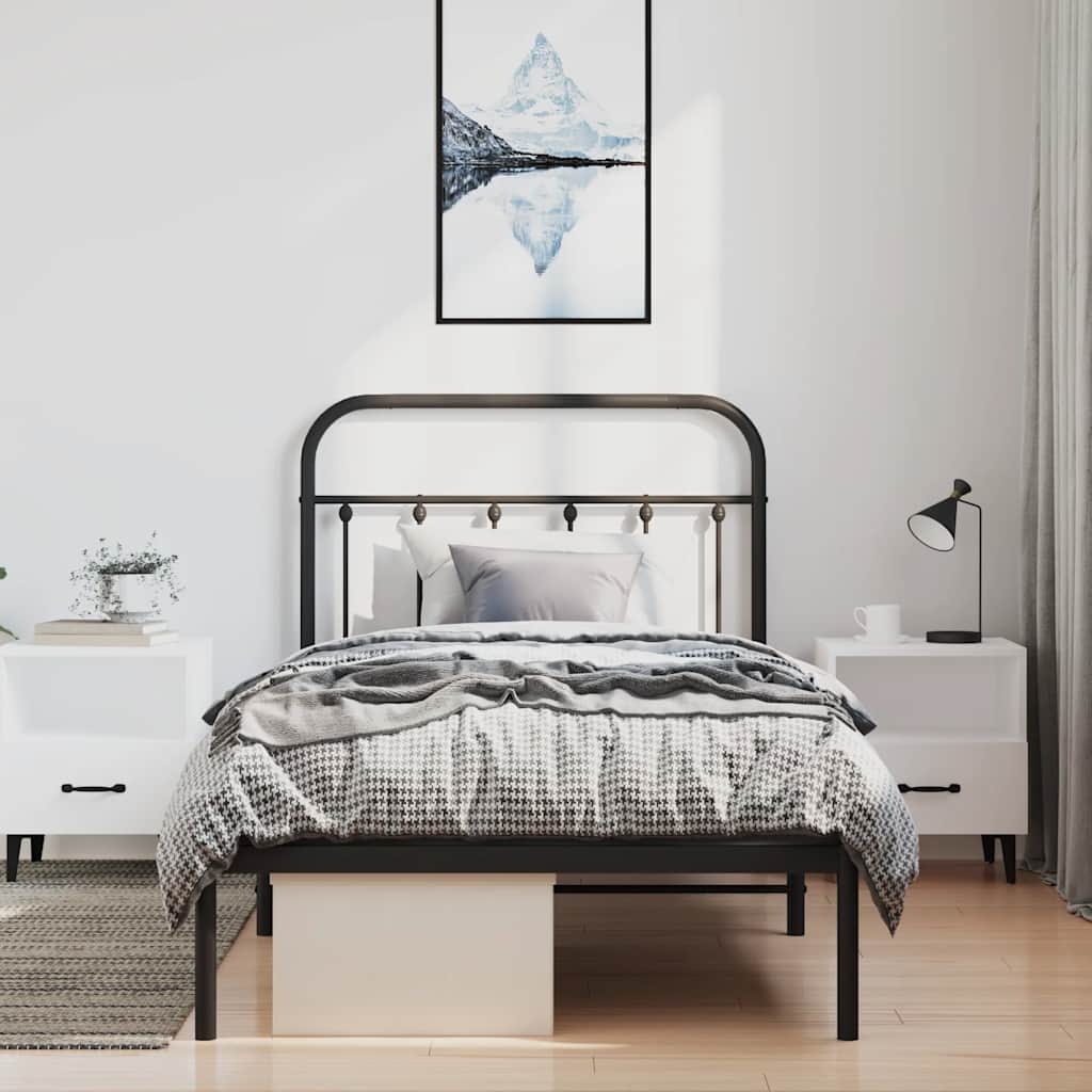 Giroletto con Testiera in Metallo Nero 100x190 cm | homemem39