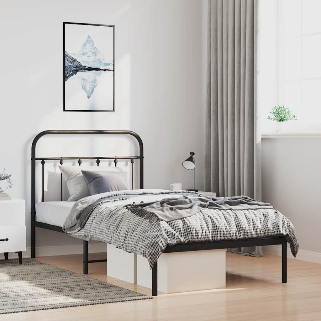 Giroletto con Testiera in Metallo Nero 100x190 cm | homemem39