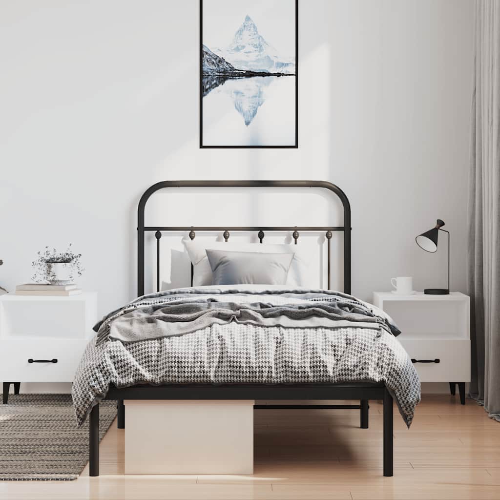 Giroletto con Testiera Metallo Nero 100x200 cm | homemem39