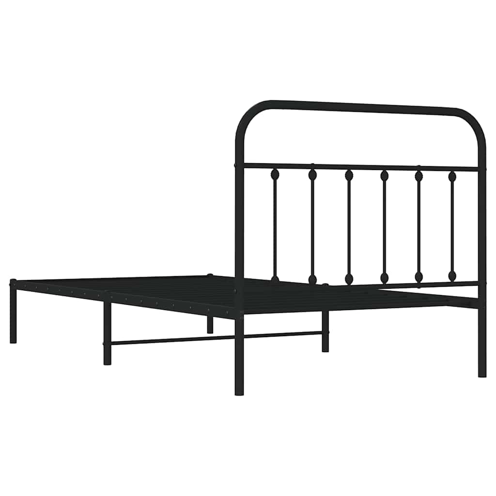 Giroletto con Testiera Metallo Nero 100x200 cm | homemem39