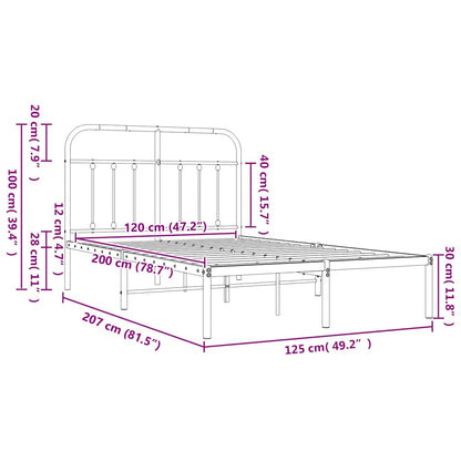 Giroletto con Testiera in Metallo Nero 120x200 cm