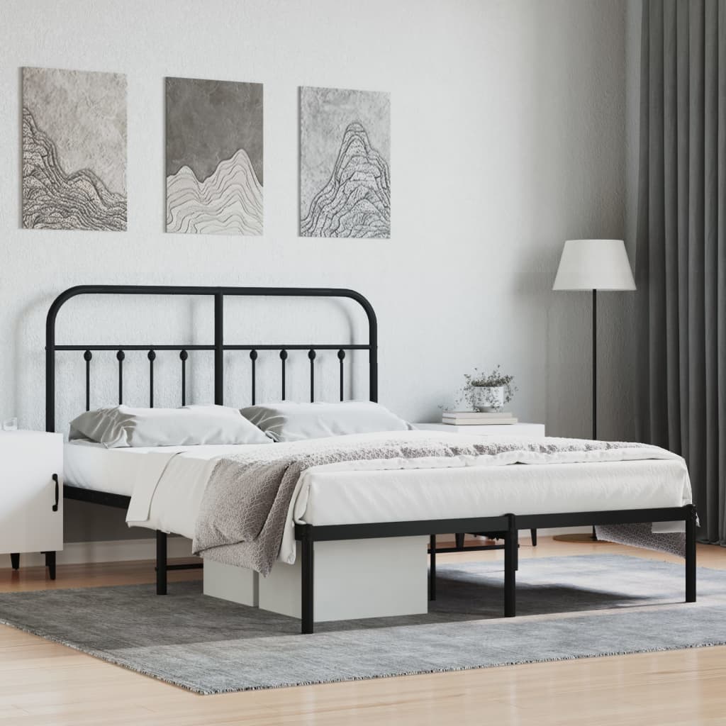 Giroletto con Testiera in Metallo Nero 140x190 cm | homemem39