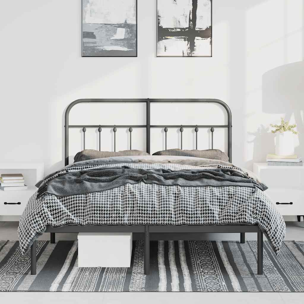 Giroletto con Testiera in Metallo Nero 150x200 cm | homemem39