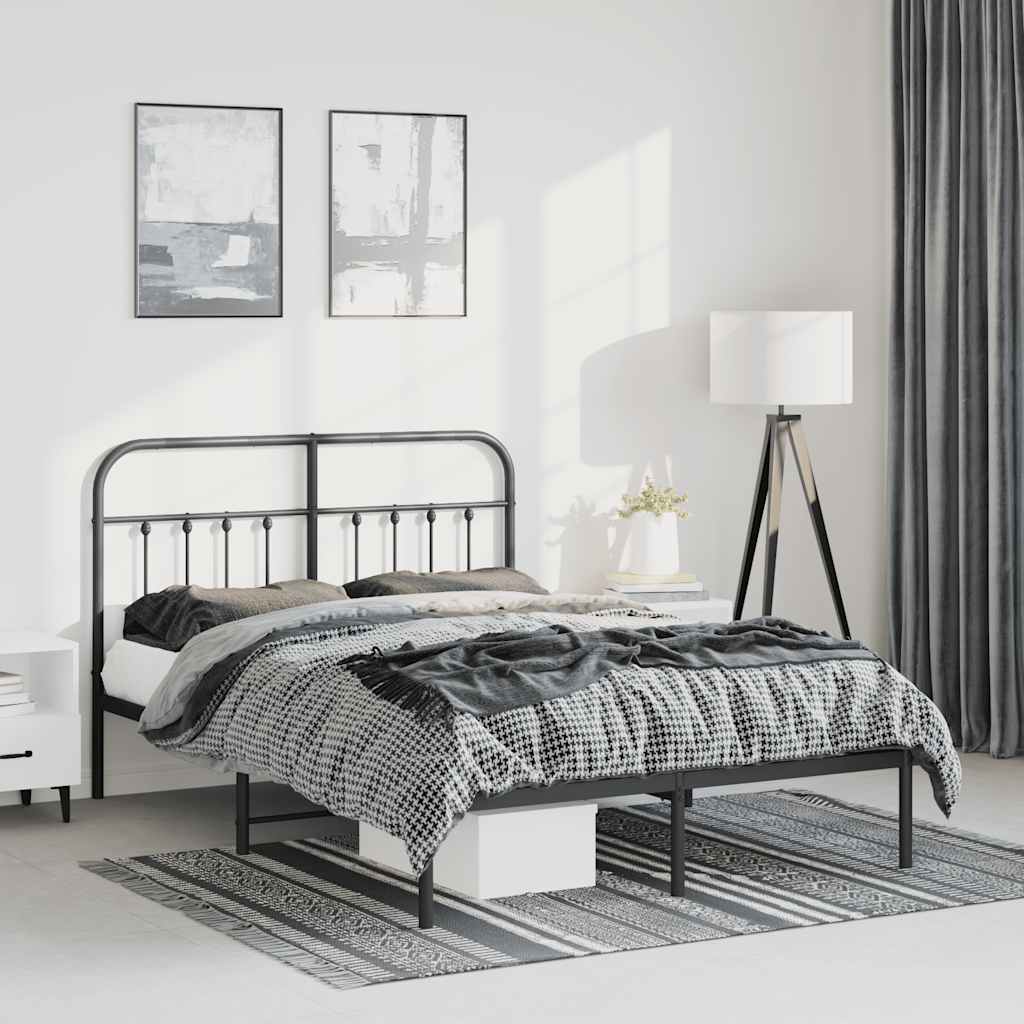 Giroletto con Testiera in Metallo Nero 150x200 cm | homemem39