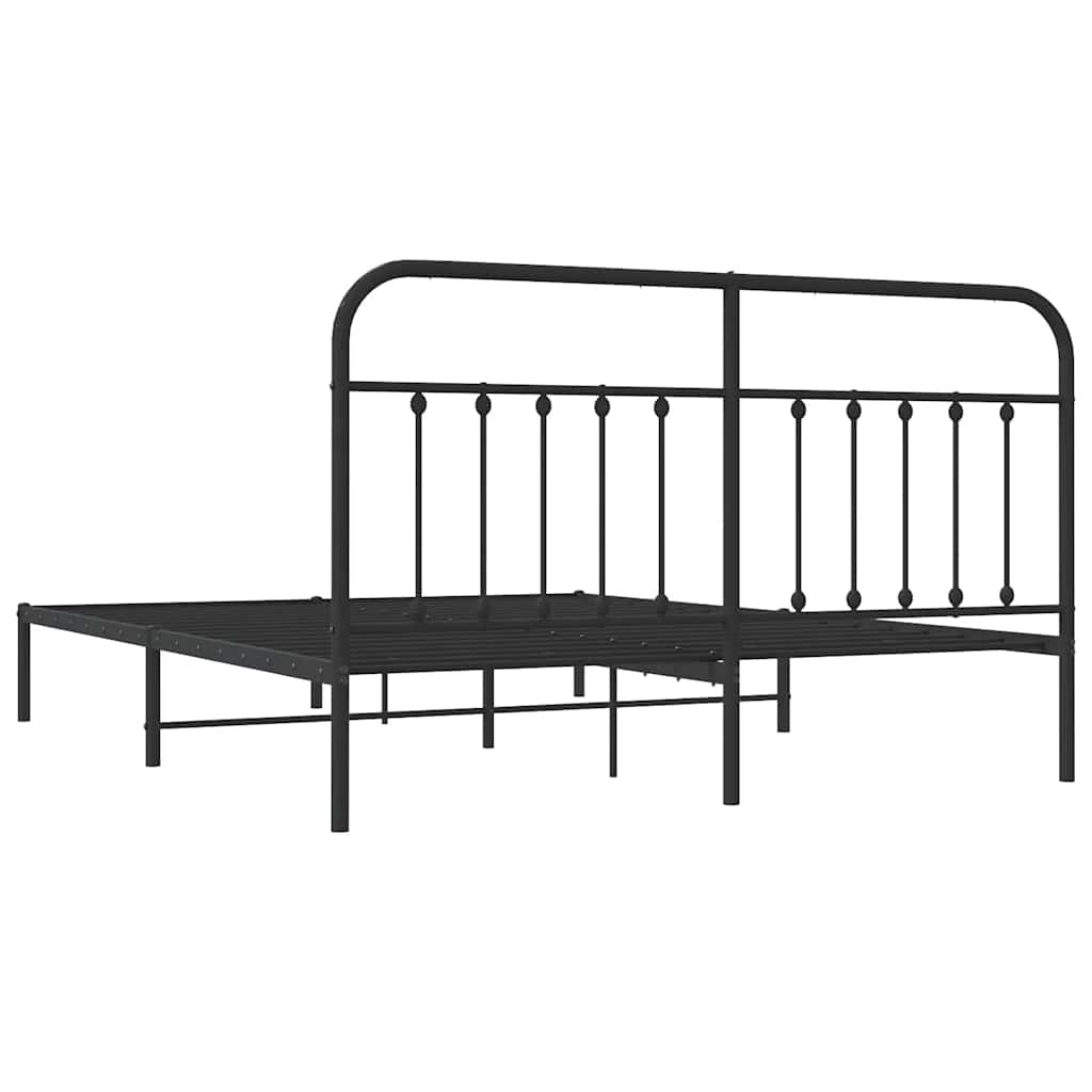Giroletto con Testiera in Metallo Nero 183x213 cm | homemem39