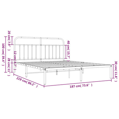 Giroletto con Testiera in Metallo Nero 183x213 cm | homemem39