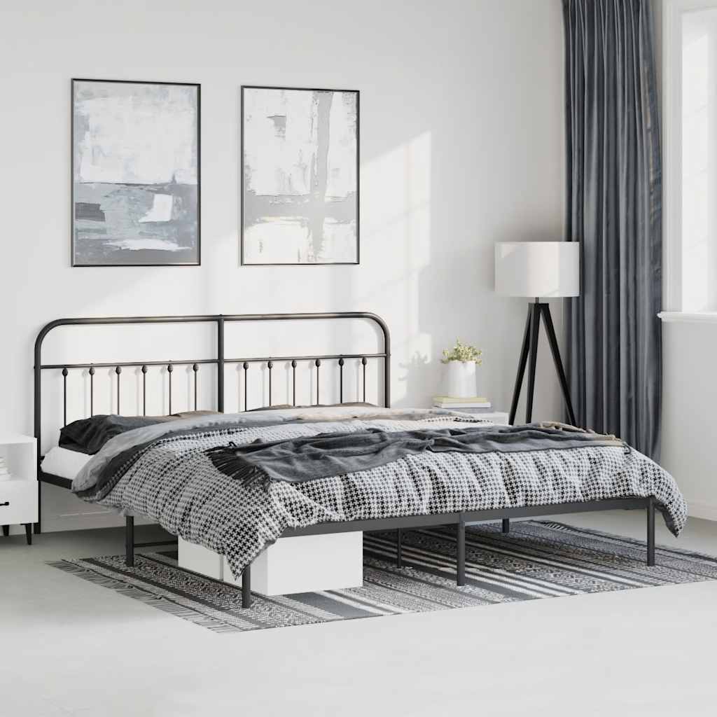 Giroletto con Testiera in Metallo Nero 183x213 cm | homemem39