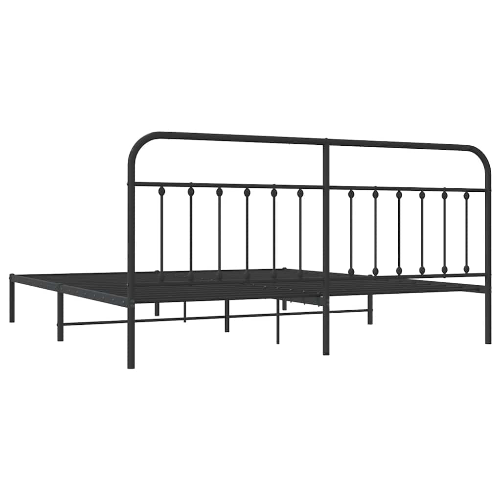 Giroletto con Testiera in Metallo Nero 200x200 cm | homemem39