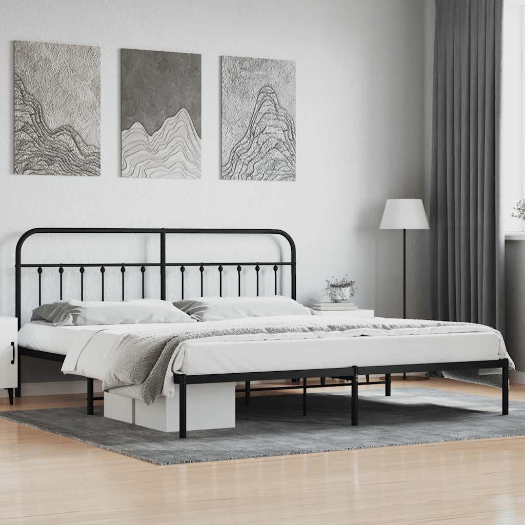 Giroletto con Testiera in Metallo Nero 200x200 cm | homemem39