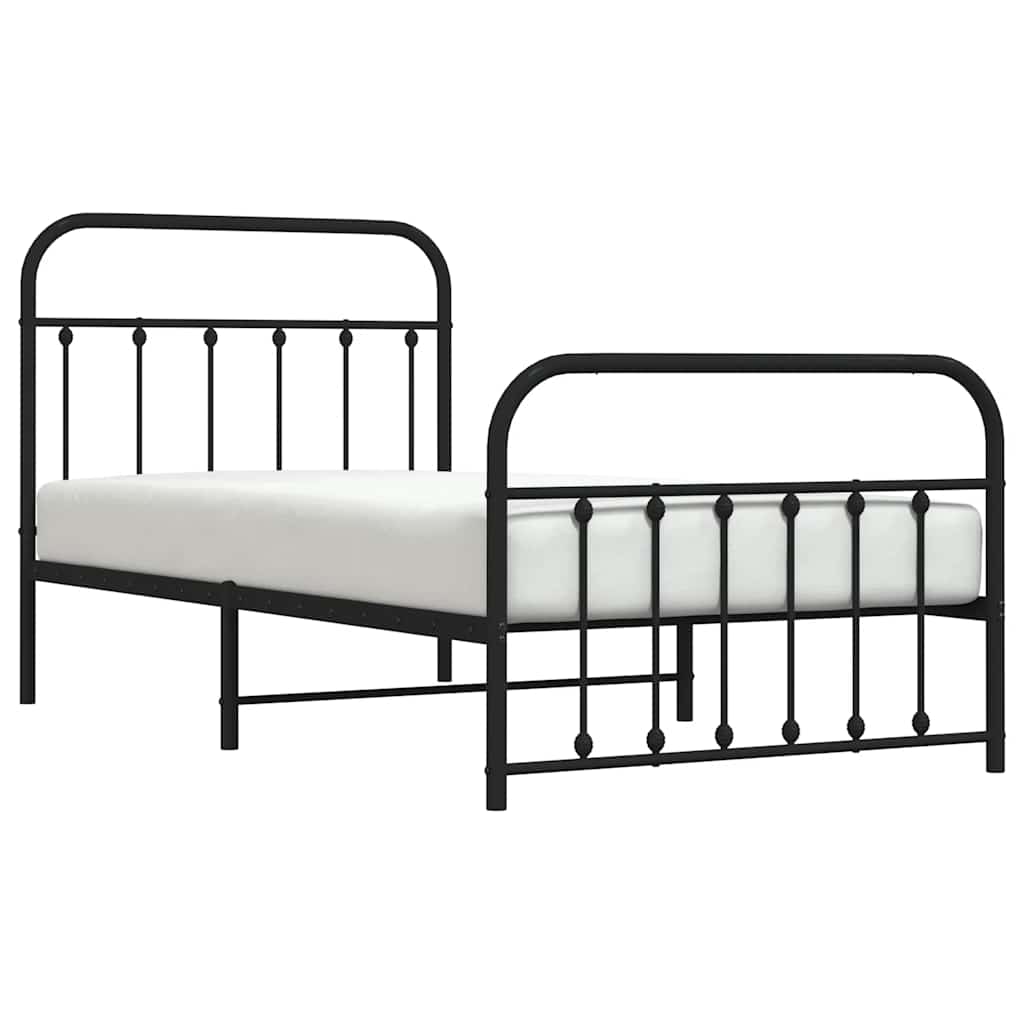 Giroletto con Testiera e Pediera Metallo Nero 100x190 cm | homemem39