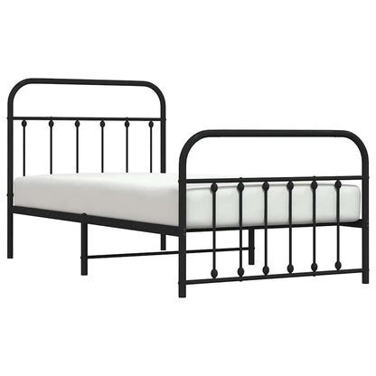 Giroletto con Testiera e Pediera Metallo Nero 100x190 cm | homemem39