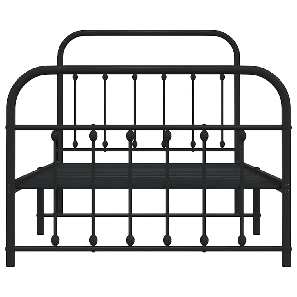 Giroletto con Testiera e Pediera Metallo Nero 100x190 cm | homemem39