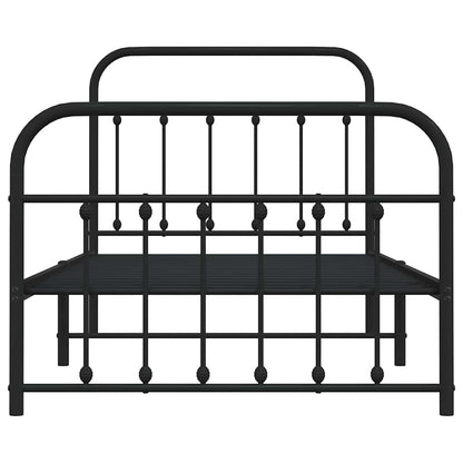 Giroletto con Testiera e Pediera Metallo Nero 100x190 cm | homemem39