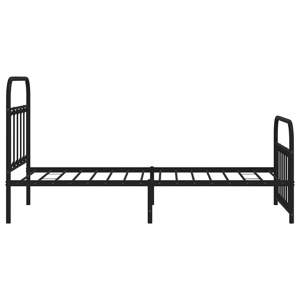 Giroletto con Testiera e Pediera Metallo Nero 100x190 cm | homemem39